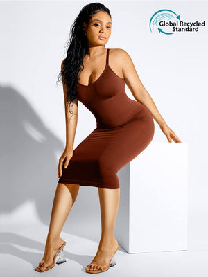 Wholesale Seamless Spaghetti Strap V-neck Maxi Shaper Dress