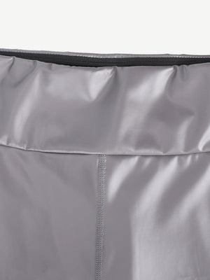 Wholesale Mid-Waist Silver Film Sauna Yoga Sports Pants