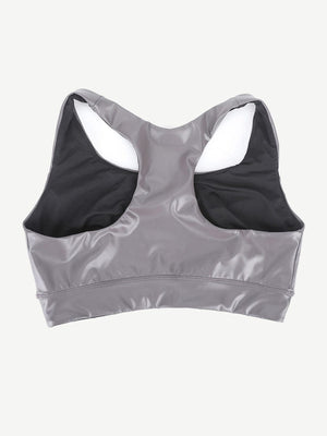 Wholesale Ultra Elasticity Silver Film Sauna Sport Bra with Removable cups