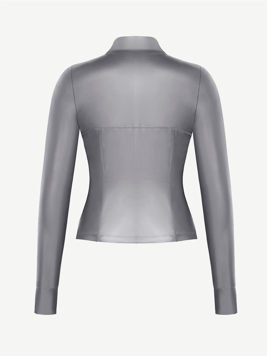 Wholesale Silver Film Sauna Long Sleeve Thumb Hole Sports Top