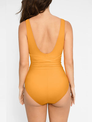 Wholesale One-piece Swimsuit Built-in Elastic Mesh in the Abdomen With Removable Cups