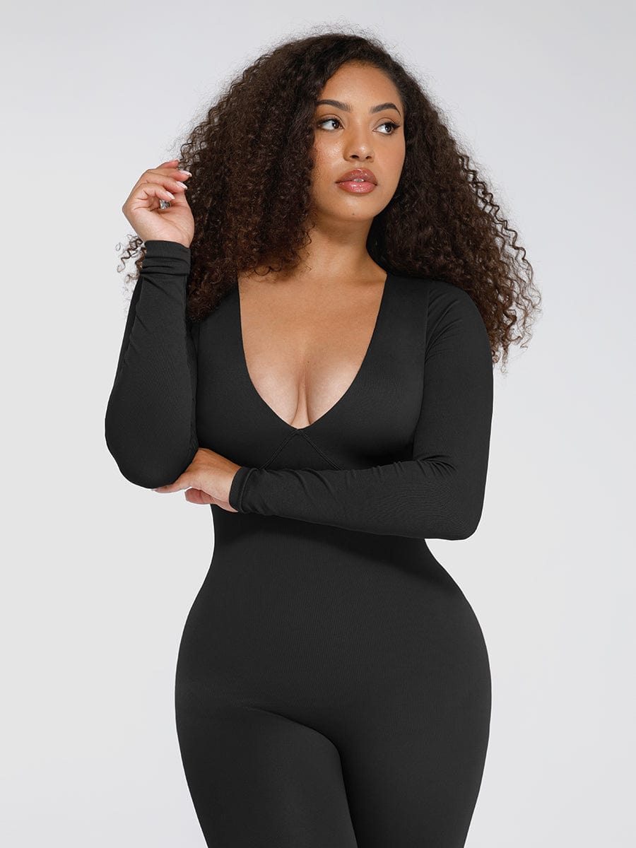 shaperix - Seamless Deep V Tummy Control Waist Cinching Catsuit