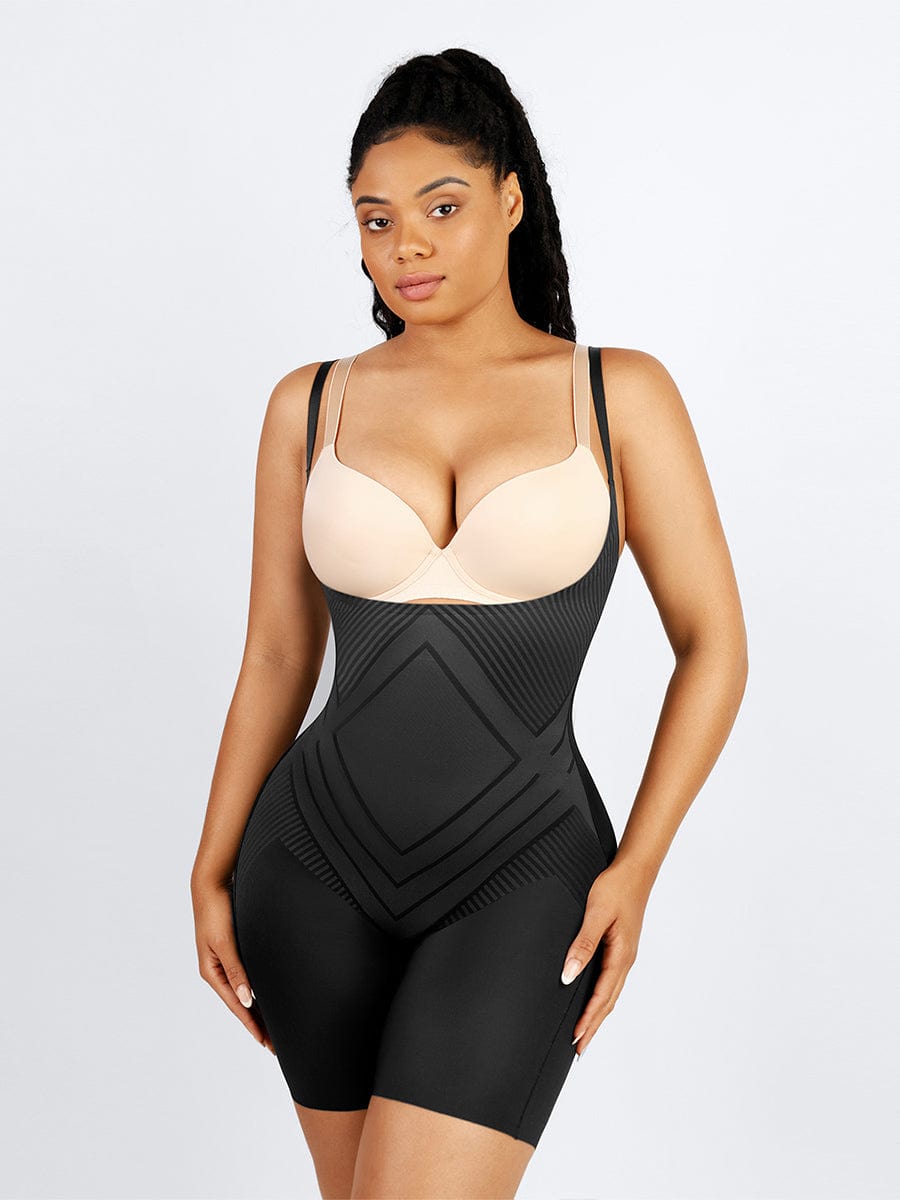 Wholesale Liquid Spandex Open-Bust Mid-Thigh  Shaping Boyshort Bodysuit