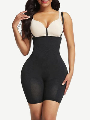 Wholesale Strengthen Black High Waisted Shapewear With Bra Clips Tight Fit