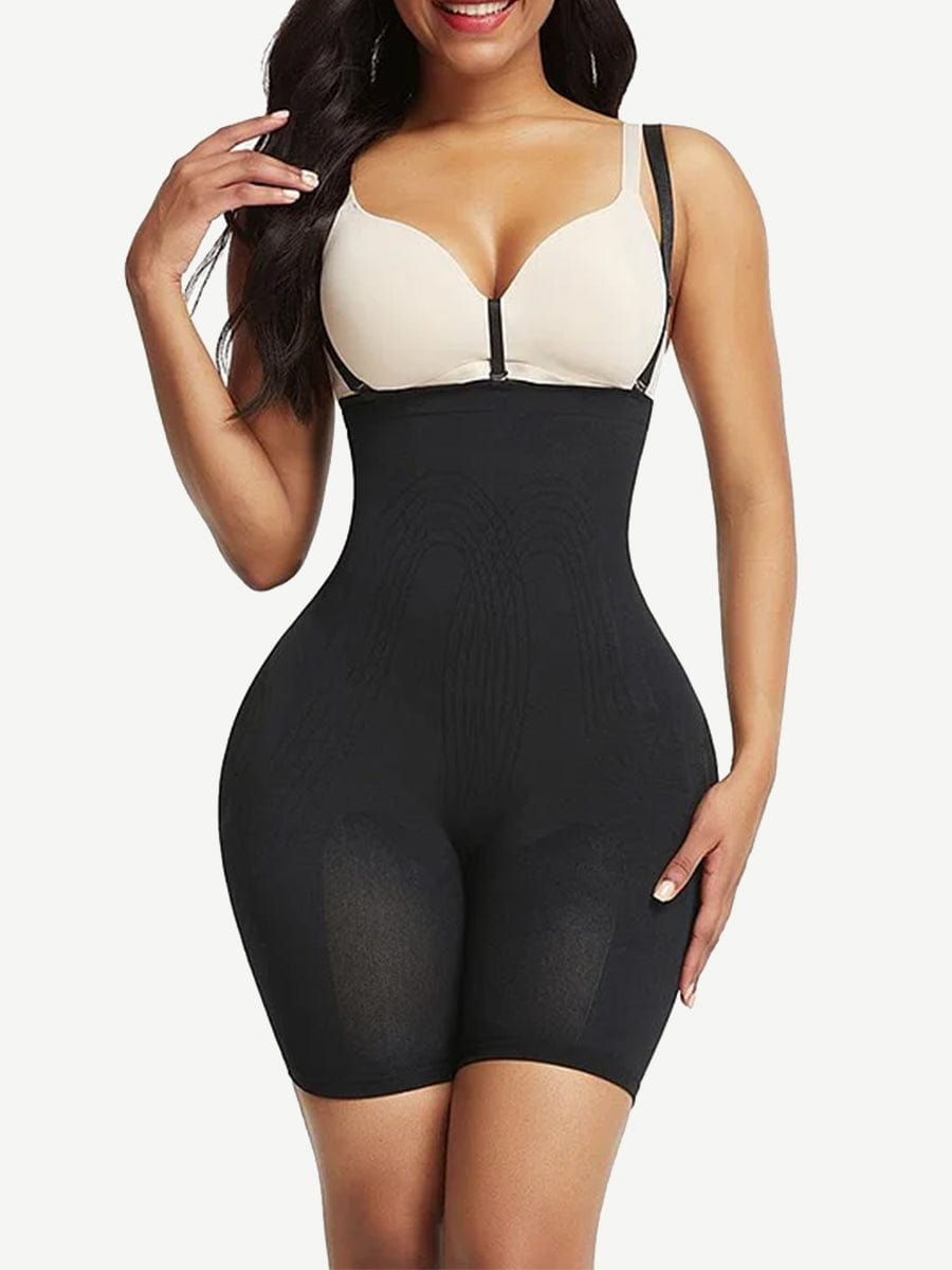 Wholesale Strengthen Black High Waisted Shapewear With Bra Clips Tight Fit