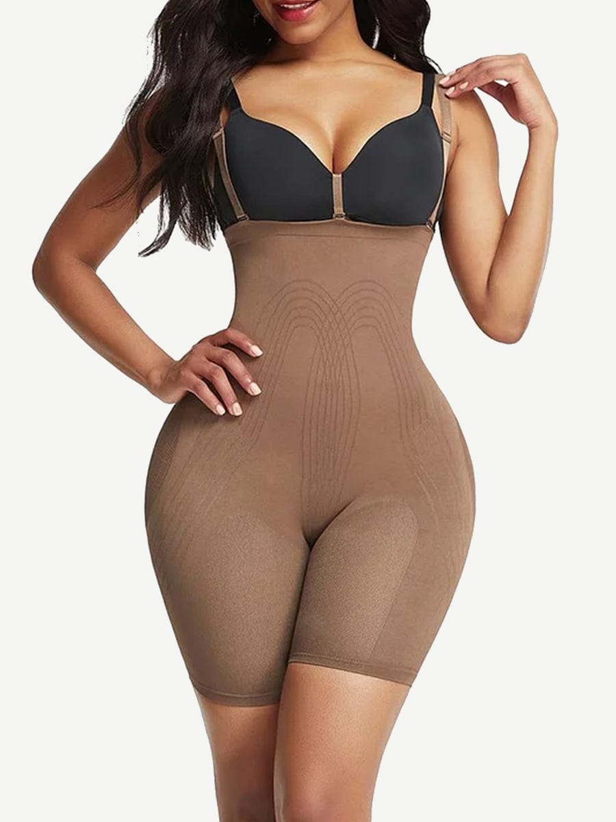 Wholesale Strengthen Black High Waisted Shapewear With Bra Clips Tight Fit