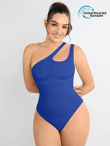 Wholesale One-shoulder Cut Out Waist and Abdomen Compression Shapewear Bodysuit