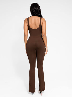 Wholesale Seamless Square Neck U-Back Flared Jumpsuit