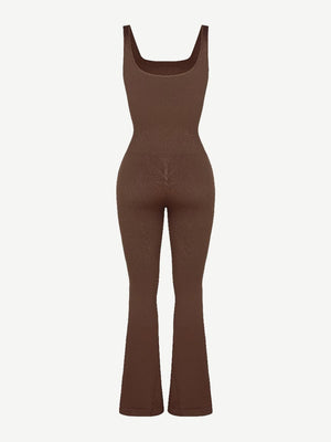 Wholesale Seamless Square Neck U-Back Flared Jumpsuit