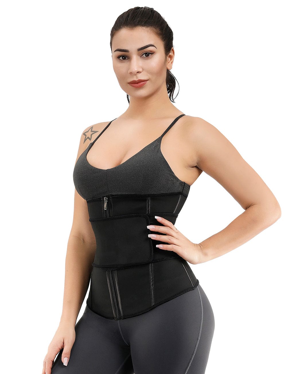 Remarkable Black Double Layer 7 Steel Boned Waist Trainer Plus Size