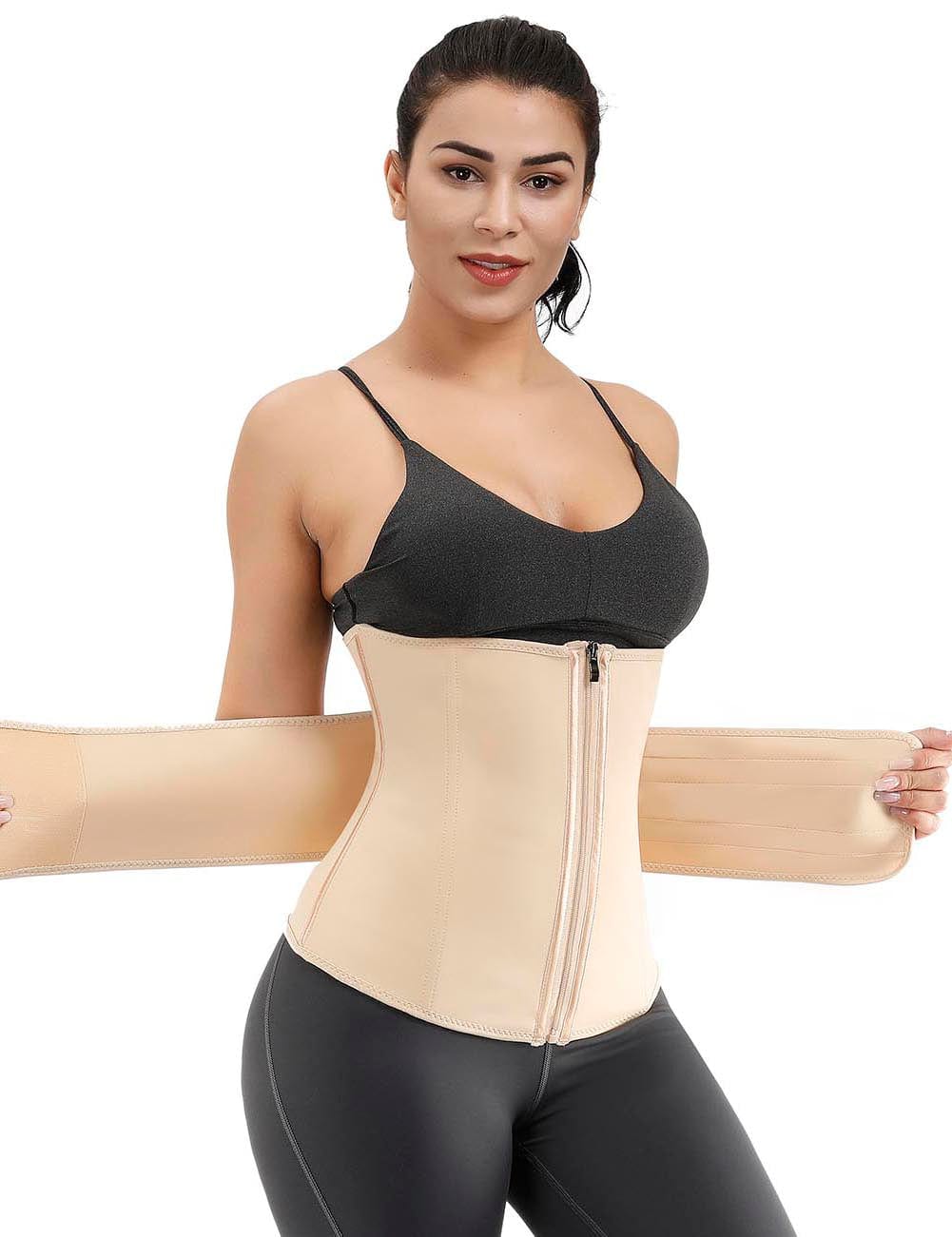 Remarkable Black Double Layer 7 Steel Boned Waist Trainer Plus Size