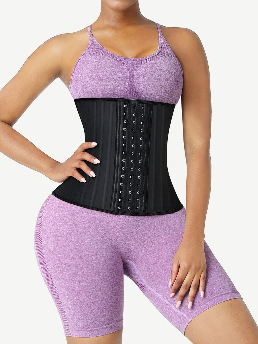 Wholesale Hot Black Latex Waist Training Corset 25 Steel Boned Waist Cincher